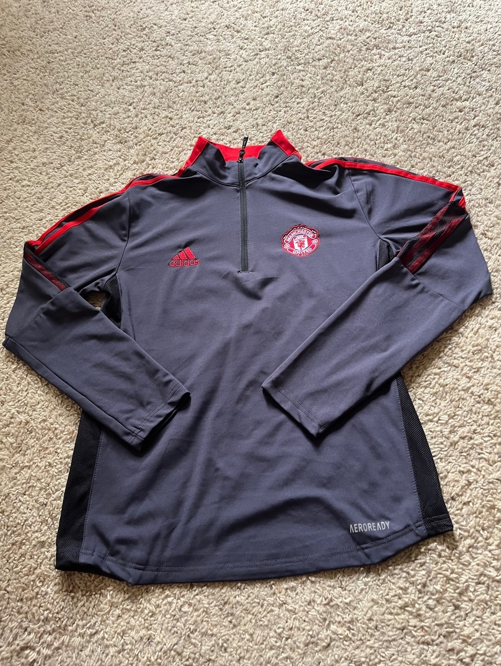 Adidas Manchester United Gray Thermal Quarterzip XL